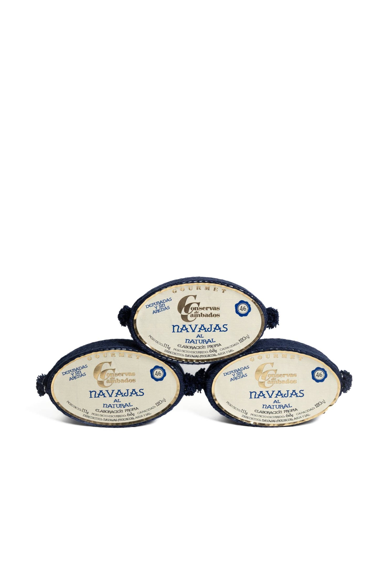 CAMBADOS NAVAJAS AL NATURAL 4/6 PIEZAS PACK DE 3 LATAS