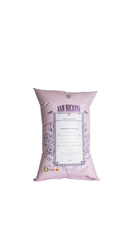 Patatas Fritas San Nicasio 150 g con Aceite de oliva Virgen Extra y Sal Rosa del Himalaya